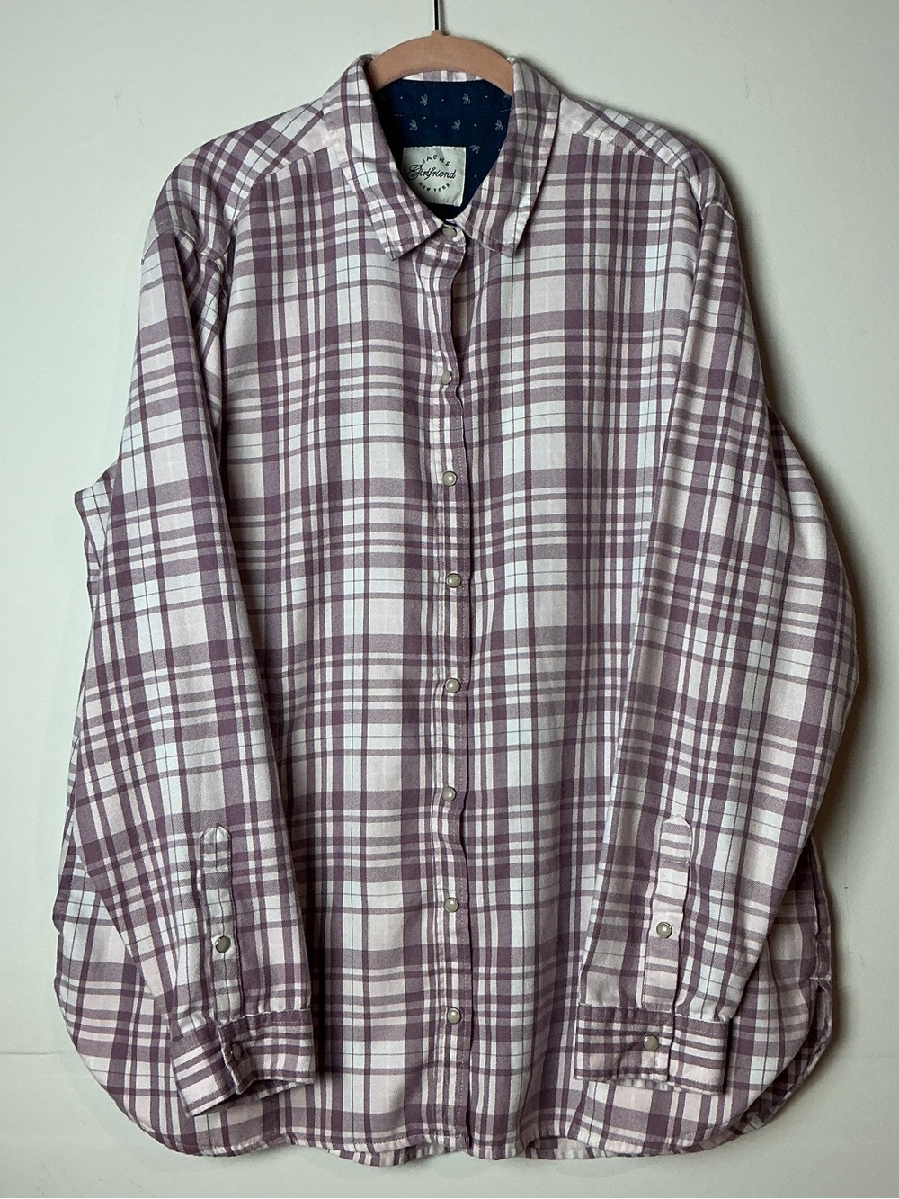 JACHS Girlfriend Lavender and White Plaid Button-Down Shirt Women’s Size XXL
